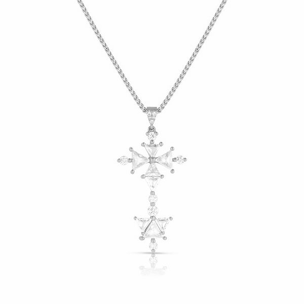 Dominique Cohen rose cut trillion diamonds grande cross,<br>an adjustable-length pendant necklace in 18k white gold <span class='visuallyhidden'>Call, text 323-404-2959 for shopping help.</span>